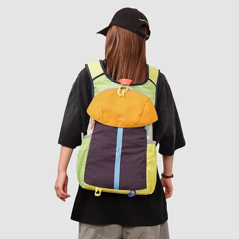 Große Kapazität Wasserabweisend Freizeit Reise Rucksack Kontrastfarbe Dopamin Spleißen Outdoor Wandern Bergsteigen Daypack Für Damen Herren