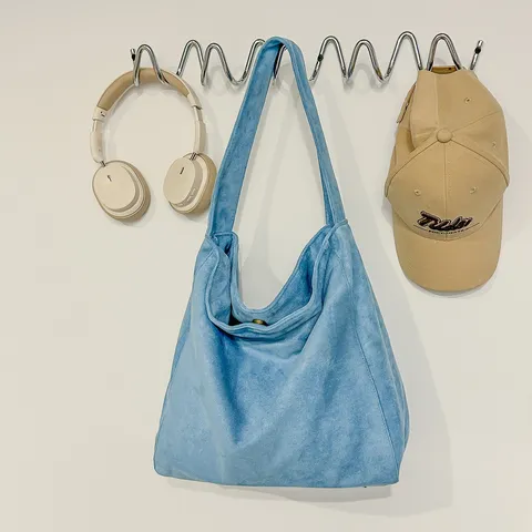Sac Cabas en Suédine Rétro Grande Capacité Épaule Sac Sous-Aisselle Couleur Unie Sac Hobo Avec Fermoir Magnétique Détails de Couture pour Navette Femme