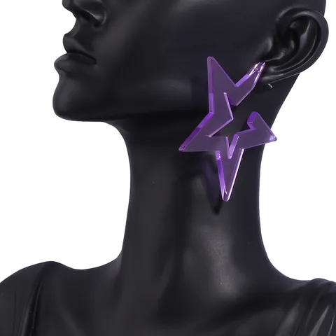 Summer Party Style Star Moon Asymmetrical Acrylic Earrings Personality Colorful Vacation Jewelry For Women Girl Polished Ear Accessories