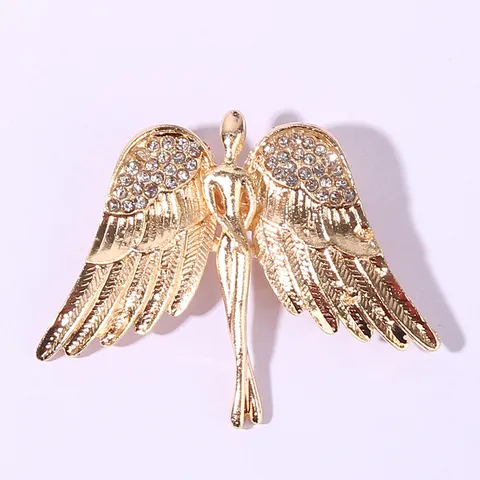 Spilla Ali d'Angelo Vintage da Uomo in Lega di Alta Qualità Con Strass Distintivo per Abito Ali Gioielli di Moda Accessorio per Maglione