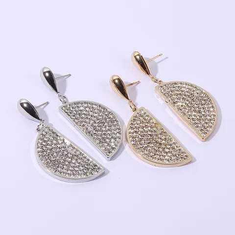 Fashion Alloy Rhinestone Lemon Pendant Earrings Elegant Luxury Fruit Drop Dangle Earrings Gold Silver Accessories For Women Jewelry Gift