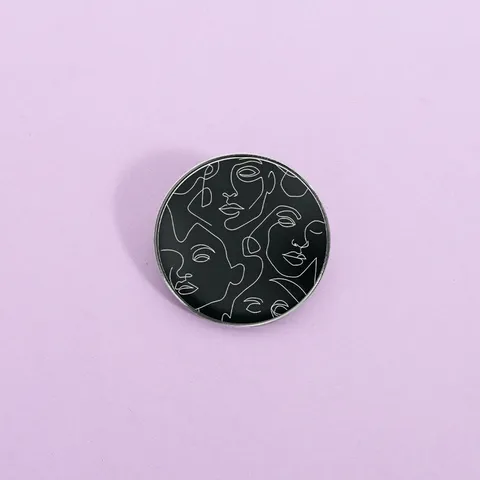 Spilla in Lega di Zinco con Volti Astratti in Line Art Distintivo Artistico Minimalista Pin da Risvolto Creativa Gioielli