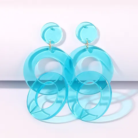 Fashion Geometric Acrylic Earrings For Women Summer Fluorescent Color Round Circle Stud Earrings Europe US Style Jewelry Gift
