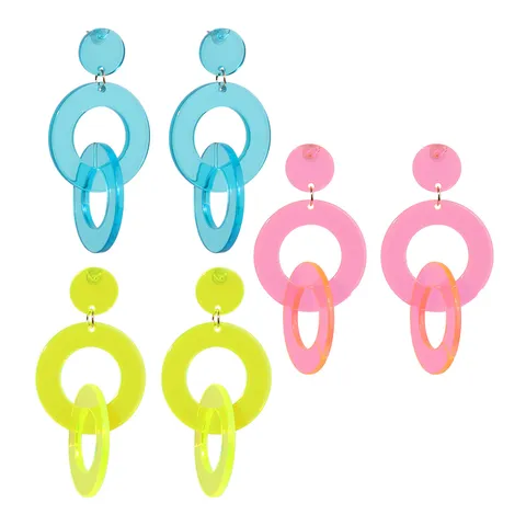 Fashion Geometric Acrylic Earrings For Women Summer Fluorescent Color Round Circle Stud Earrings Europe US Style Jewelry Gift