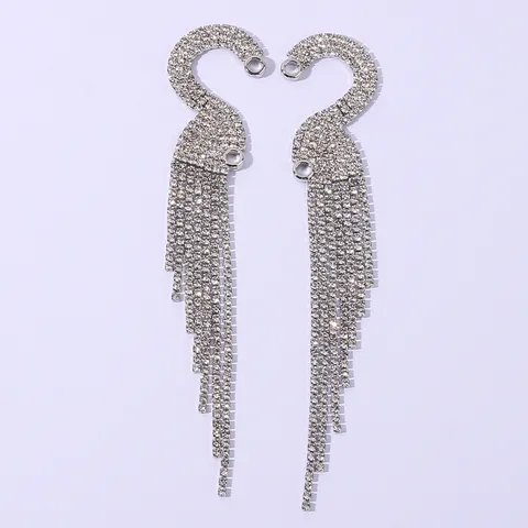Fashion Alloy Long Tassel Rhinestone Earrings Sexy Nightclub Swan Drop Earrings For Women European Sparkling Jewelry