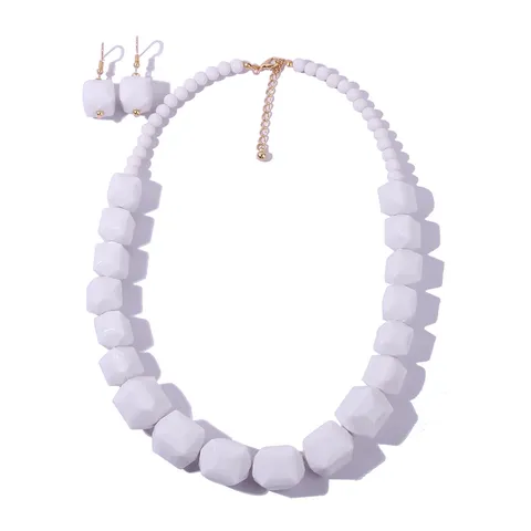Geometrisches Acryl Schmuckset Für Damen Minimalistische Quadratische Perlenkette Passende Ohrstecker Party Modeschmuck