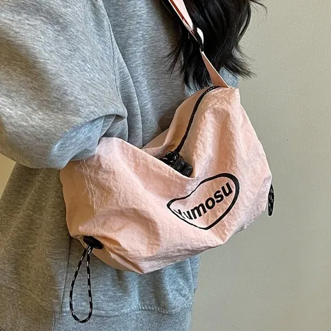 Koreanischer Stil Segeltuch Dumpling Tasche Für Frauen Trendige Große Kapazität Schulter Umhängetasche Lässige Sport Pendeln Radfahren Tasche