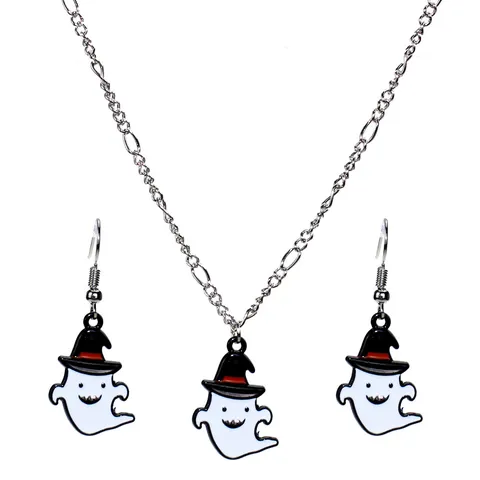 Σετ Μενταγιόν και Σκουλαρίκια Φάντασμα Halloween από Κράμα Σμάλτο Πανκ Κοσμήματα για Γυναίκες Άνδρες Εορταστικό Πάρτι