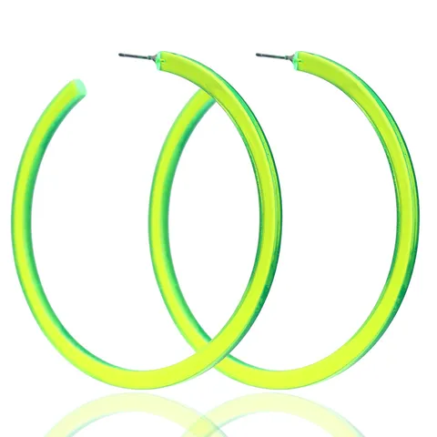Overdreven Acryl Creolen Voor Dames Zomerfeest Fluorescerende Kleur C-Vormige Oorknopjes Oorbellen Vakantie Sieraden