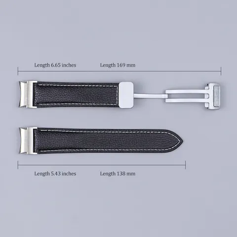 Replacement Leather Strap For Smartwatch Lychee Grain Watch Band Magnetic Folding Clasp Wristband Replacement Accessories