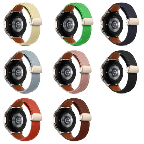 Cinturino per Orologio Intelligente in Pelle con Motivo Litchi Fibbia Pieghevole Magnetica Ricambio per Huawei Samsung
