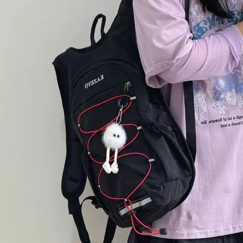 Lightweight Waterproof Nylon Backpack For Outdoor Travel Cycling Hiking Climbing Sport Daypack Unisex Shoulder Bag With Drawstring Elastic Cord