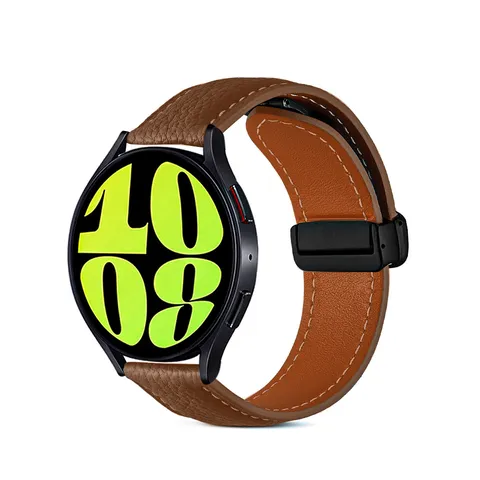 Cinturino per Orologio Intelligente in Pelle con Motivo Litchi Fibbia Pieghevole Magnetica Ricambio per Huawei Samsung