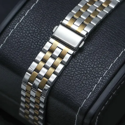 Λουράκι Από Ανοξείδωτο Ατσάλι Για Smartwatch Δίχρωμο Μεταλλικό Λουράκι Αναδιπλούμενο Κούμπωμα Ανταλλακτικά Αξεσουάρ