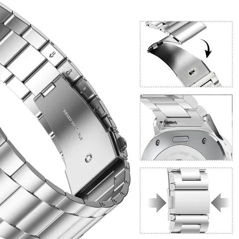 Λουράκι Ρολoιού από Ανοξείδωτο Χάλυβα Για Smartwatch Ultra 47mm Μεταλλικό Λουράκι Αντικατάστασης Τριών Χαντρών Με Αναδιπλούμενο Κούμπωμα