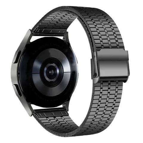 Stainless Steel Smartwatch Band Seven Bead Metal Replacement Strap With Double Folding Clasp Universal Watch Band