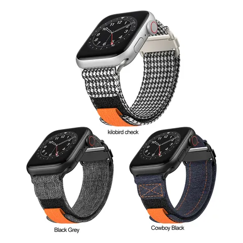 Canvas Loop Velcro Watch Strap For Apple Watch Ultra Series Series Replacement Band Sport Wristband