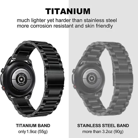 Titanium Metal Smart Watch Band Three Bead Folding Clasp Replacement Strap For Universal Smartwatch Minimalist
