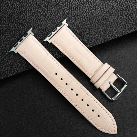 Bamboennerf Leren Horlogeband Compatibel Met Apple Watch Vervangende Band Luxe Zakelijke Stijl