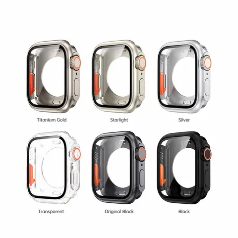 PC Hard Protective Case With Tempered Glass Screen Protector For Smart Watch Ultra Style Full Coverage Cover