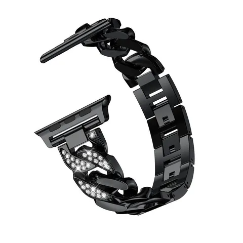 Women Rhinestone Zinc Alloy Watch Band Replacement Strap For Smartwatch Metal Chain Wristband Luxury Accessory