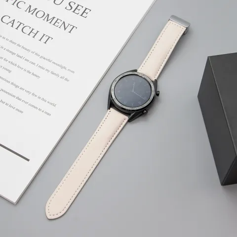 Universal Leather Watch Strap With Magnetic Folding Clasp Replacement Wristband For Smartwatch Minimalist
