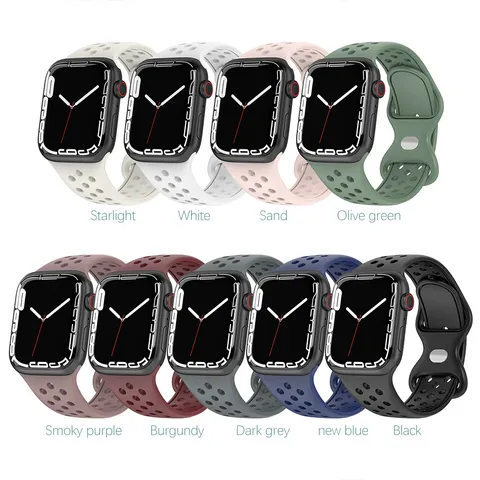 Breathable Silicone Sport Watch Band For Apple Watch Ultra Series Waterproof Replacement Wristband Strap