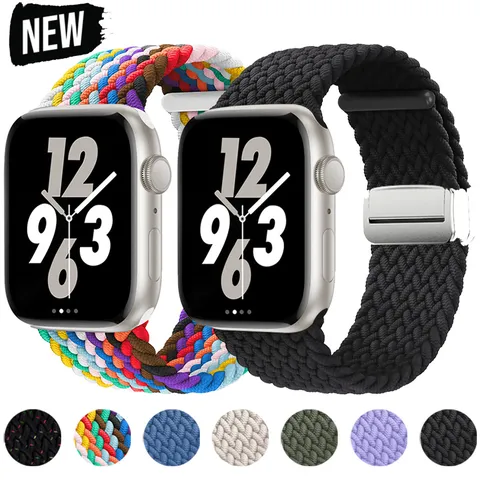 Cinturino per Orologio in Nylon Intrecciato con Fibbia Pieghevole Magnetica per Smartwatch Cinturino di Ricambio Traspirante