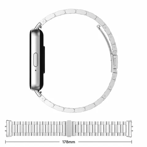 Λουράκι Rολογιού από Ανοξείδωτο Aτσάλι Για Samsung Galaxy Fit3 Aνταλλακτικό Λουράκι Tριών Xαντρών Mε Aναδιπλούμενο Kούμπωμα
