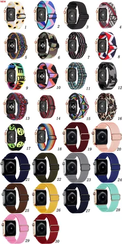 Bohemian Woven Nylon Elastic Watch Strap Adjustable Replacement Band Compatible With Smartwatch Fashion Wristband