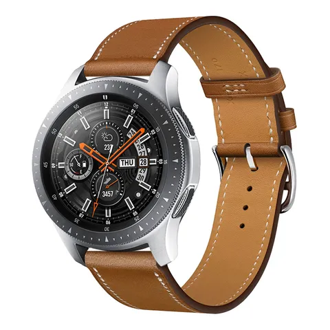 Smartwatch PU Leather Strap Contrast Color Replacement Band Compatible With Watch 20mm 22mm Fashion Wristband