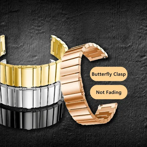 Cinturino per Orologio in Acciaio Inossidabile Cinturino di Ricambio in Metallo con Fibbia a Farfalla per Smartwatch