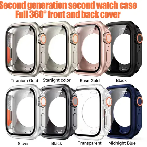 PC Hard Protective Case With Tempered Glass Screen Protector For Smart Watch Ultra Style Full Coverage Cover