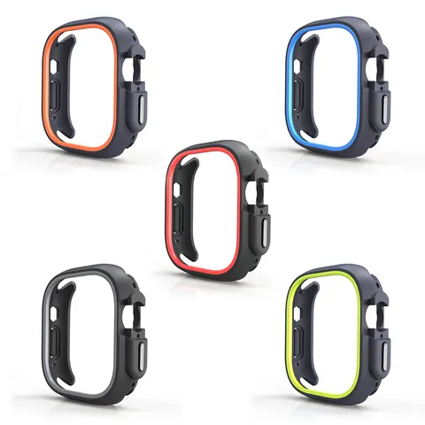Dual Color Half Coverage TPU PC Protective Case For Smartwatch Ultra Series Anti Fall Bumper Watch Shell Accessories