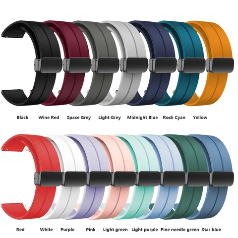 Cinturino per Orologio in Silicone Universale Con Fibbia Pieghevole Magnetica Cinturino di Ricambio Per Accessori Smartwatch