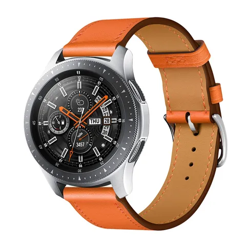 Smartwatch PU Leather Strap Contrast Color Replacement Band Compatible With Watch 20mm 22mm Fashion Wristband