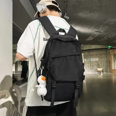 Mode Koreanischer Stil Große Kapazität Schulrucksack Für High School Universität Studenten Wasserdicht Nylon Reisen Laptop Rucksack Mit Niedlichem Anhänger