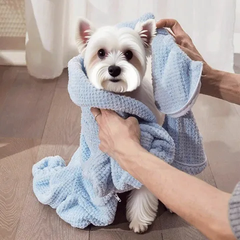 Pet Bathrobe Absorbent Towel Quick Drying Soft Hooded Bath Towel For Small Medium Dogs Dog Bathing Cleaning Supplies