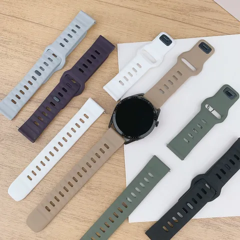 Universal Silicone Watch Strap For Smartwatch Replacement Band Solid Color Breathable Sport Wristband