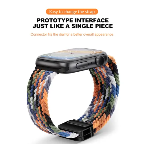 Woven Nylon Magnetic Loop Watch Band For Smart Watch Adjustable Replacement Strap Wristband For Smartwatch