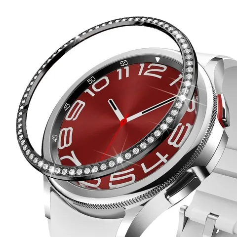 PC Galvanisiert Strass Smartwatch Lünette Schutzhülle Glänzender Diamant Ring Abdeckung Zubehör