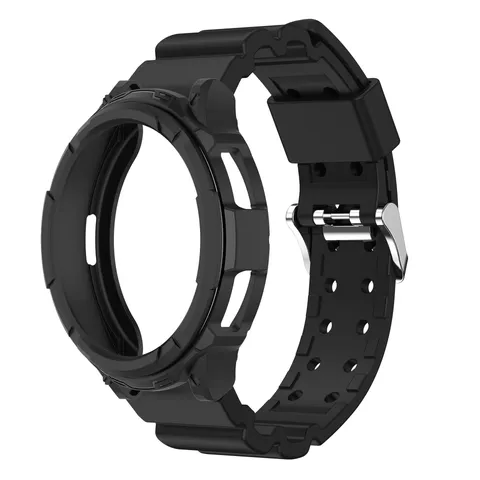 Silicone Watch Strap With TPU Protective Case Armor Design Replacement Wristband For Outdoor Smartwatch