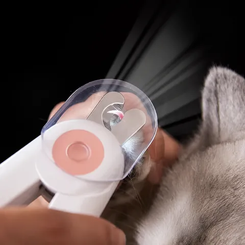 LED Light Pet Nail Clipper With Blood Line Illumination Transparent Guard And Nail File For Cats And Dogs Grooming