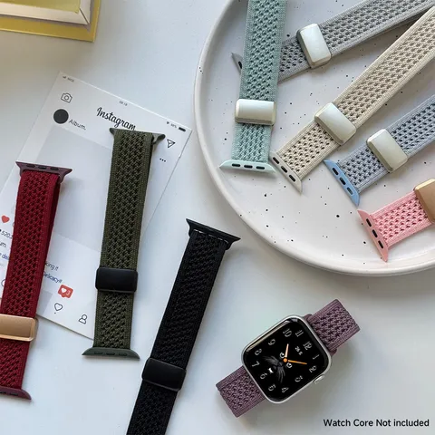 Breathable Knitted Nylon Magnetic Clasp Replacement Watch Band For Smartwatch Universal Comfortable Wrist Strap Accessories