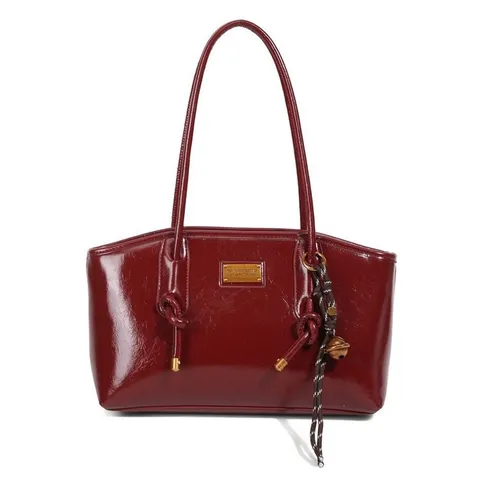 Women Large Capacity Faux Leather Tote Bag Fashion Ethnic Style Shoulder Bag Plaque Solid Tassel Commute Daily Handbag