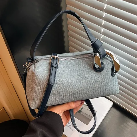 Γυναικεία Μοντέρνα Τσάντα Boston Denim Καθημερινή PU με Ραφές Ώμου Χιαστί Μόδα Τσάντα Χειρός Μαξιλάρι Πορτοφόλι για Καλοκαιρινά Ταξίδια Διακοπές Καθημερινή Χρήση