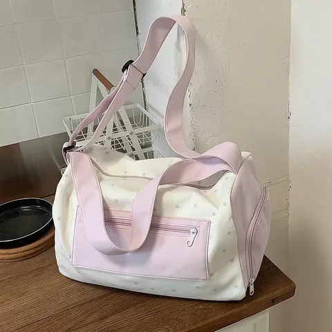 Bolso De Hombro Casual De Nailon Para Mujer Estampado De Estrellas Gran Capacidad Bolso Almohada De Viaje Gimnasio