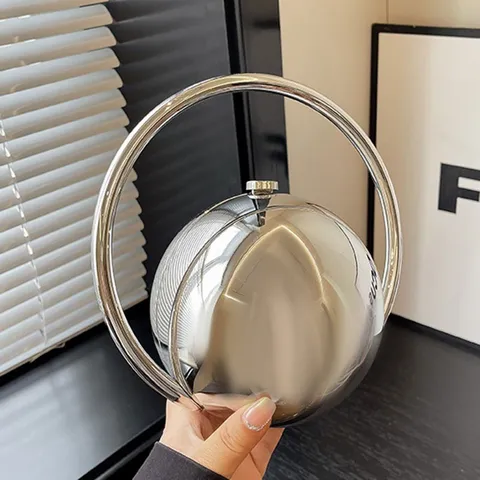 Niche Design Marble Pattern Spherical Evening Bag Luxury Acrylic Handbag With Metal Ring Handle For Women Banquet Party Commute Fashion Clutch Bag