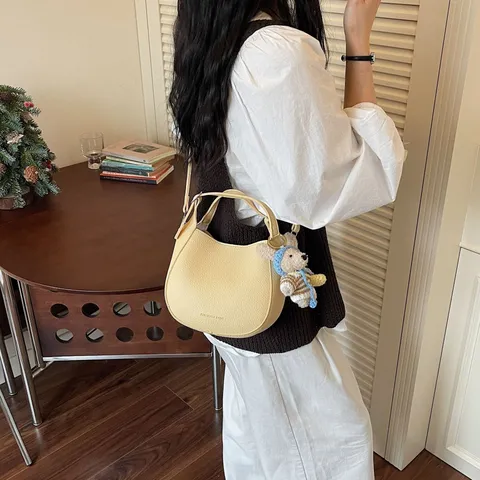 Sac Seau Décontracté en Cuir PU pour Femmes Surpiqûres Texturé Sac à Main Bandoulière Élégant Quotidien Fermoir Magnétique