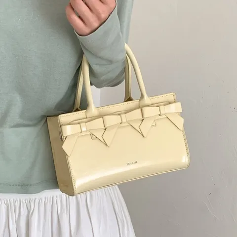 Bolso Bandolera de Cuero PU para Mujer Lazo Lindo Bolso de Hombro de Mano Estilo Dulce Bolso Tote Diario Asa Superior